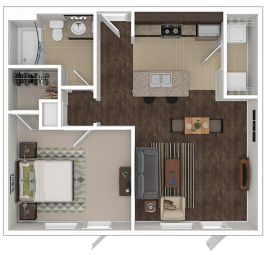 a floor plan of a two bedroom apartment at The Anatole on MacArthur North